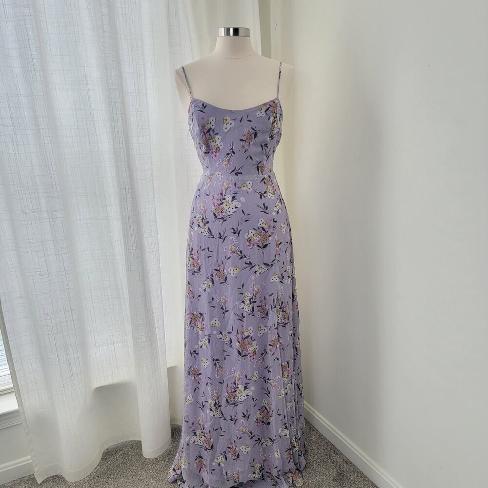Fate Maxi Dress Purple Floral Side Slit Fairy Wedding Guest